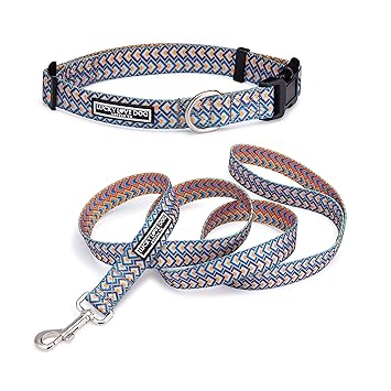 Lucky Love Dog | Matching Dog Collar & Leash Set for Small Medium Large Female or Male Dogs - Soft, Adjustable, Safe for Training and Walking - Murphy, Medium