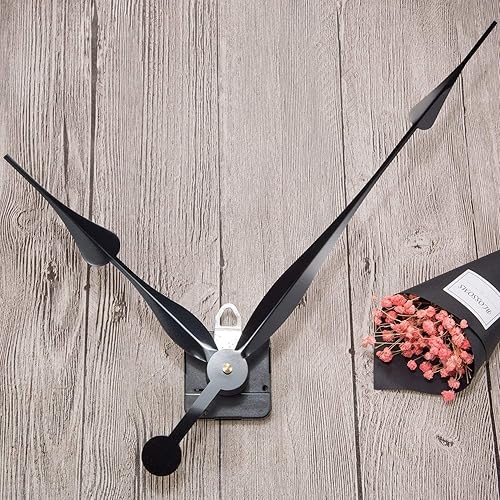 Miniatura 4 de Mecanismo de repuesto de reloj de cuarzo de alto par con agujas de pala de 12 pulgadas de largo para reloj de bricolaje (negro, longitud del eje