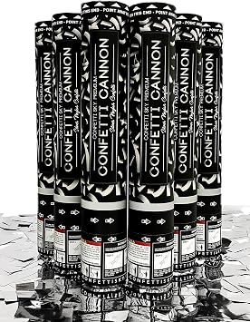Confetti Sky [6 Pack] 12 Inch Confetti Cannons | Silver Confetti Poppers for Wedding Celebration, Birthday Party, Pranks, Graduation, Christmas Eve and New Year Celebration