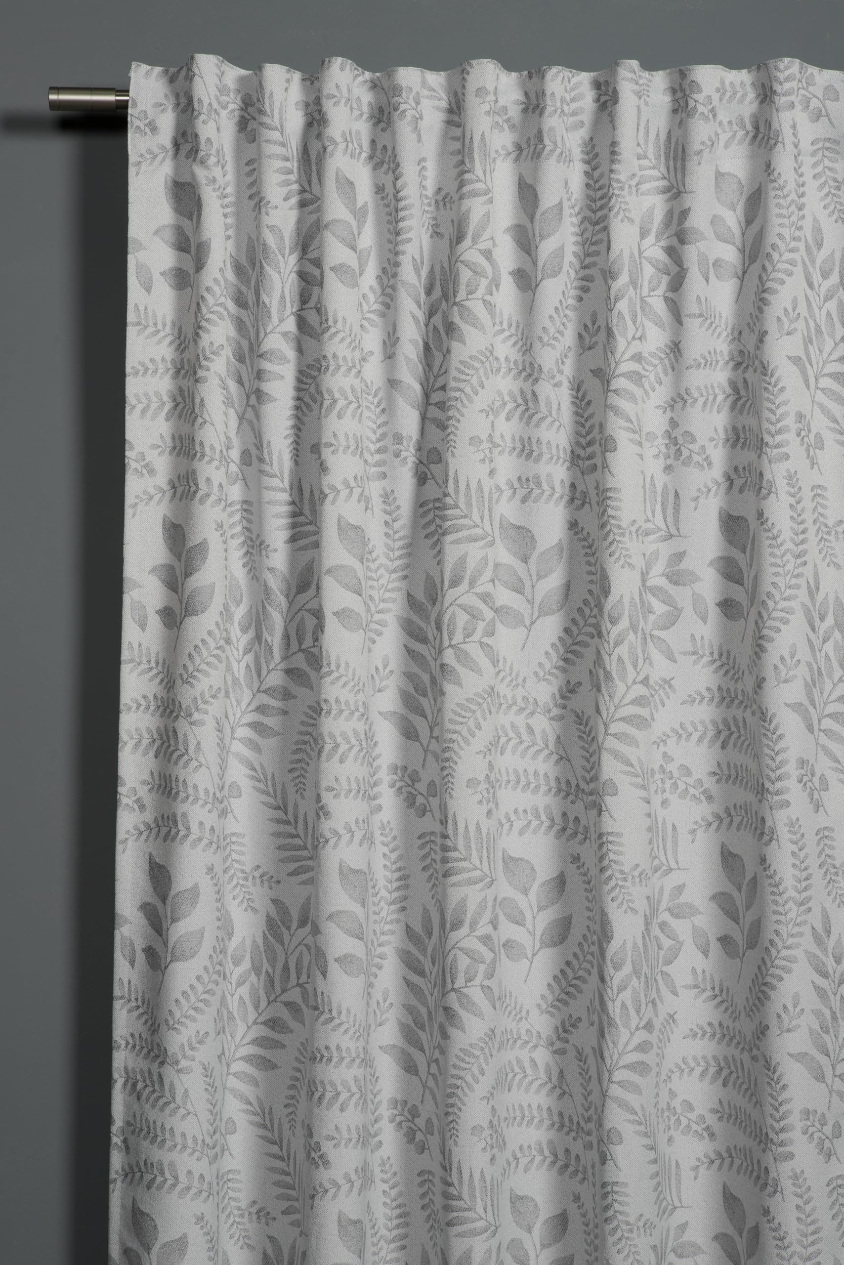 Sehlbach Fertiggardine mit Gardinenband, Rankenblätter, grau, 140 x 245 cm