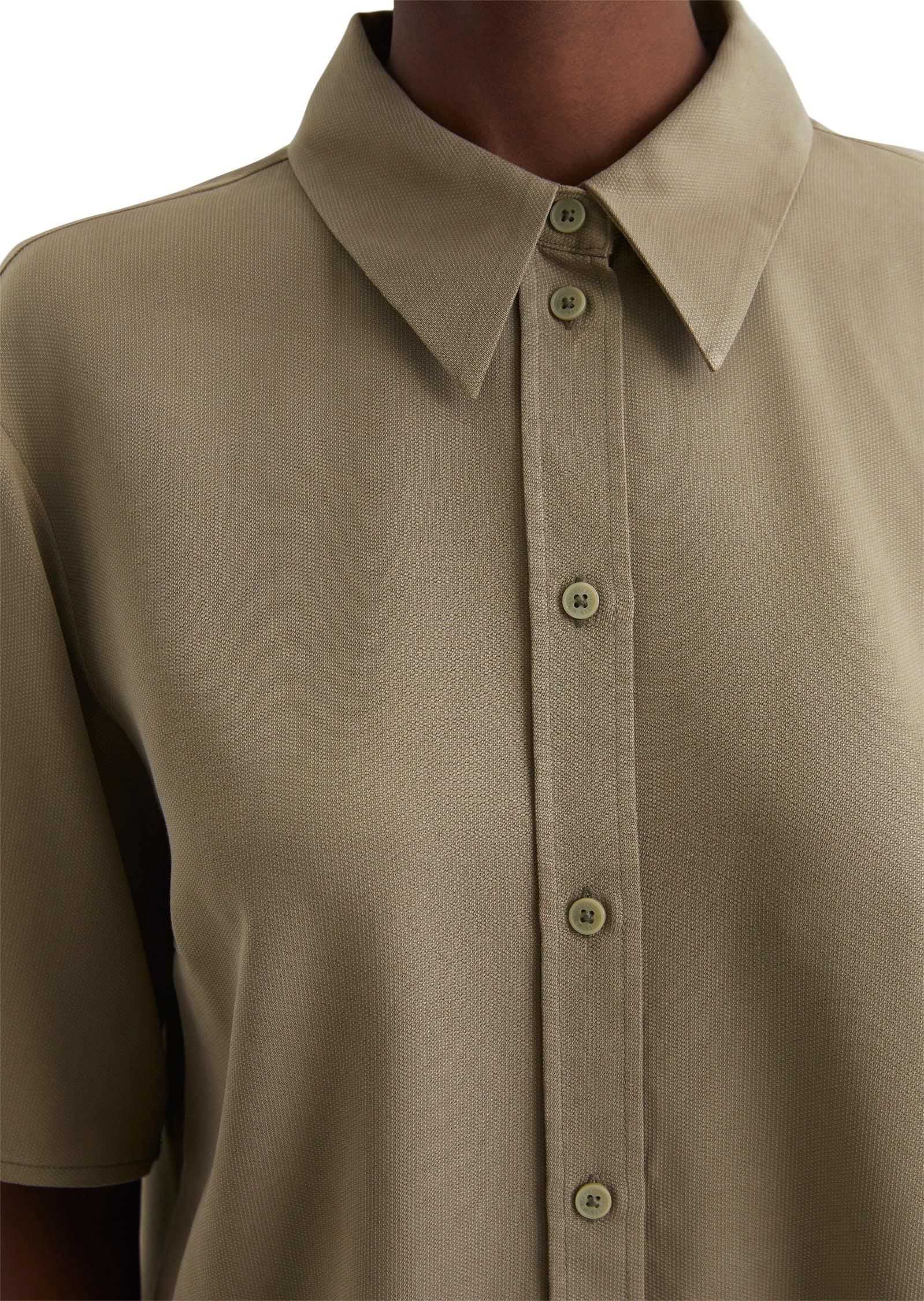 Marc OߴPolo Denim Donna Camicia a maniche corte con colletto Kent cropped, Verde (Dusky Green), XL