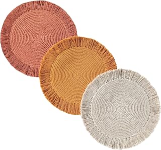 Folkulture Fall Pot Holders for Kitchen or Thanksgiving Table Decorations, Hot Pads or Trivets for Hot Dishes Pots and Pans, Mats for Fall Decorations for Home, Set of 3, 100% Cotton, 8.5", Belle Rust