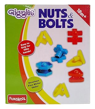 Funskool Giggles Nuts & Bolts Game (24Pcs) Carton, Multicolor
