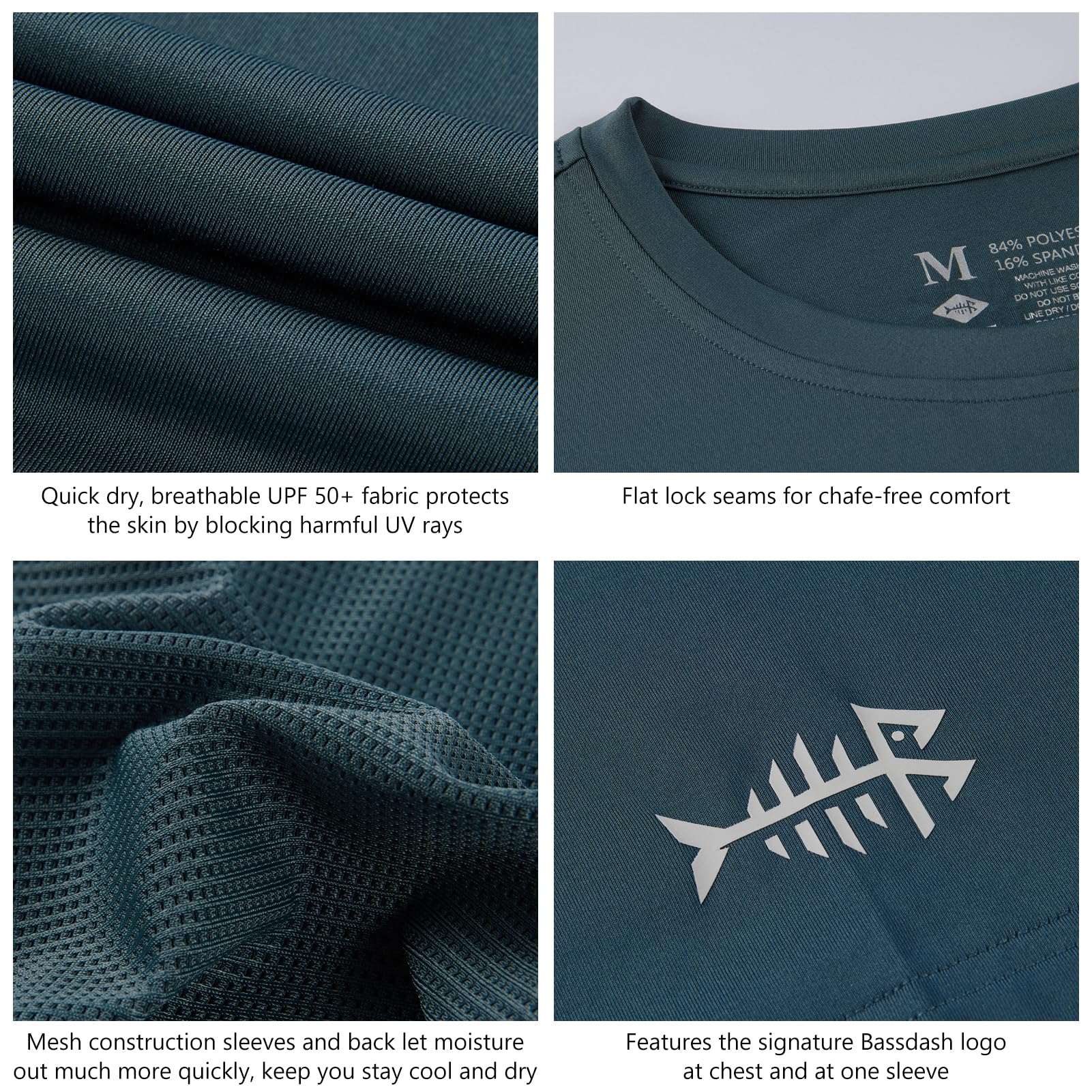 Bassdash - Maglietta da Uomo, con Protezione Solare UPF 50+, Maglietta a Maniche Corte da Pesca