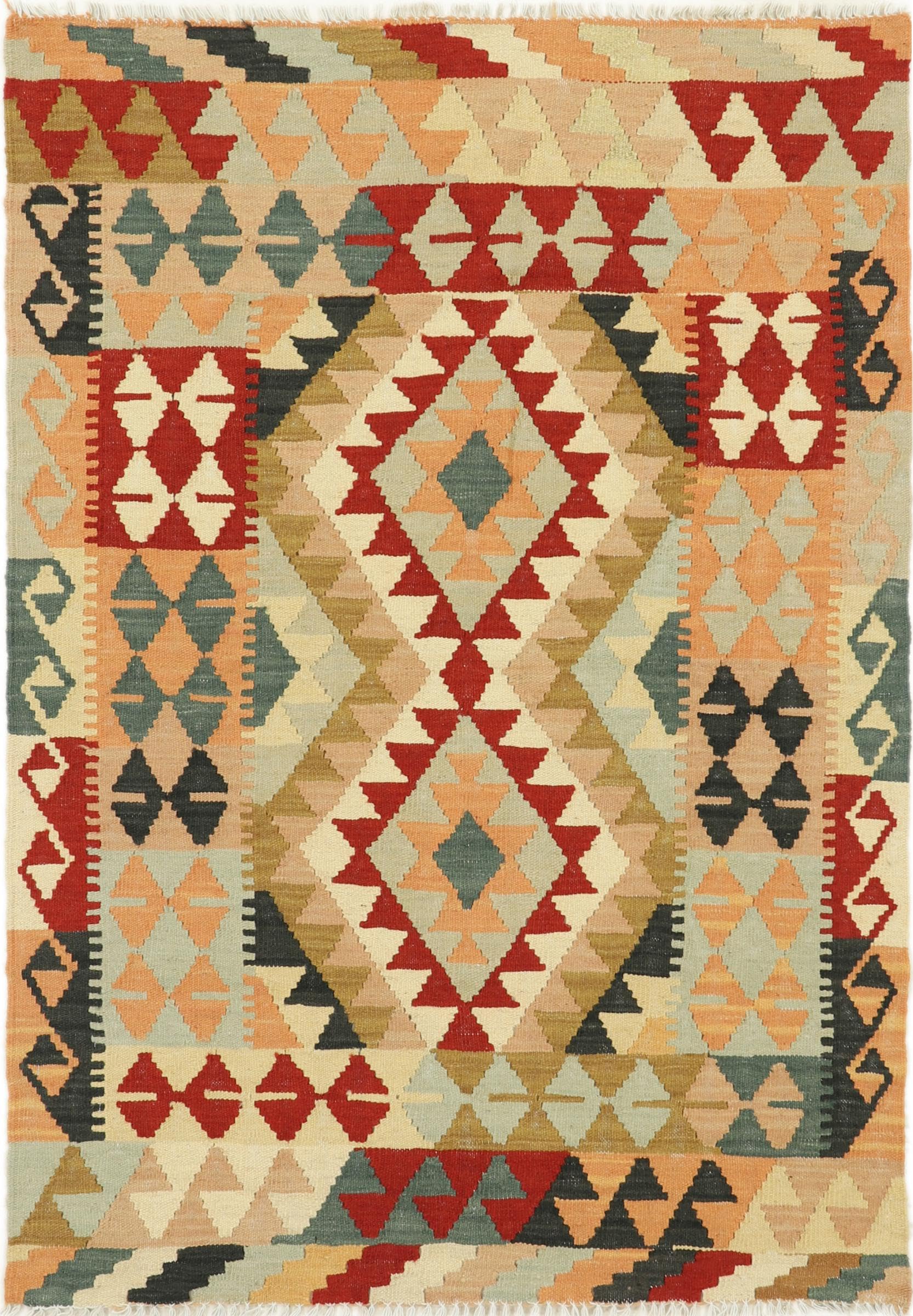 Tapis Kilim Afghan 104x145 fait main tapis d'orient en laine