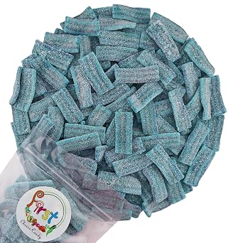 FirstChoiceCandy Sour Mini Strip Gummy Belts, Mini Bites Kosher Gummies 1 Pound Pack of 1, Blue-Raspberry
