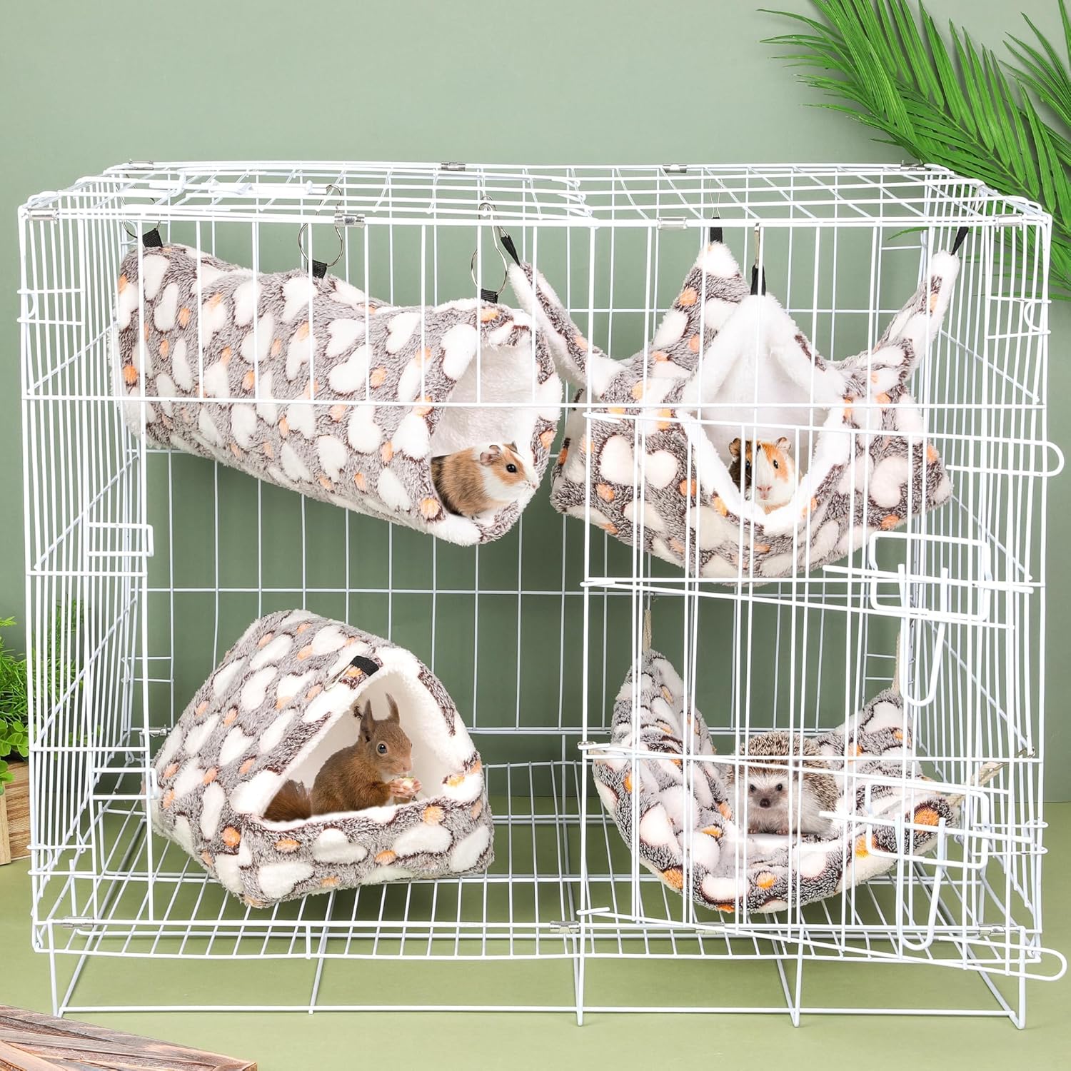 MCEAST 4 Pieces Small Pets Cage Accessories Hanging Hammock Sleeping Bag Tunnel and Bed Hideout Set Warm Sleep Nap Sack Bed for Hamster Ferret Squirrel Rabbit 4 91KB6omNl1L. AC SL1500