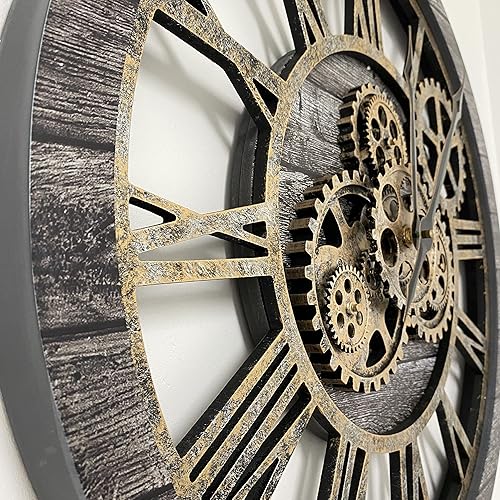 Vista 65 de ImprovingLife The Gears Clock The Original Real Moving Gear Reloj de pared vintage industrial de gran tamaño rústico de gran