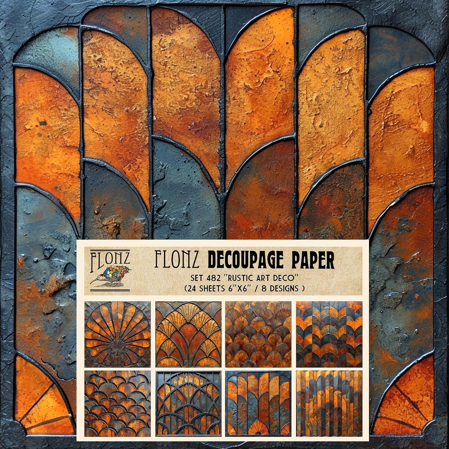 Decoupage Paper Pack (24 Sheets 6"x6") Winter Baroque FLONZ Vintage Styled Paper for Decoupage, Craft and Scrapbooking