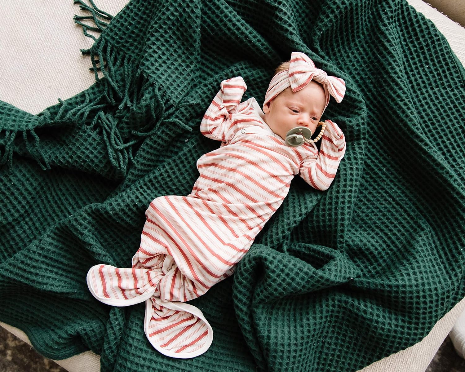 Copper Pearl Baby Gown - Knotted Newborn Sleepers for Baby Boy and Girl, Soft Stretchy Long Sleeve Infant Gowns with Bottom Tie and Hand Mittens, Perfect Hospital Coming Home Outfit (Cinnamon)