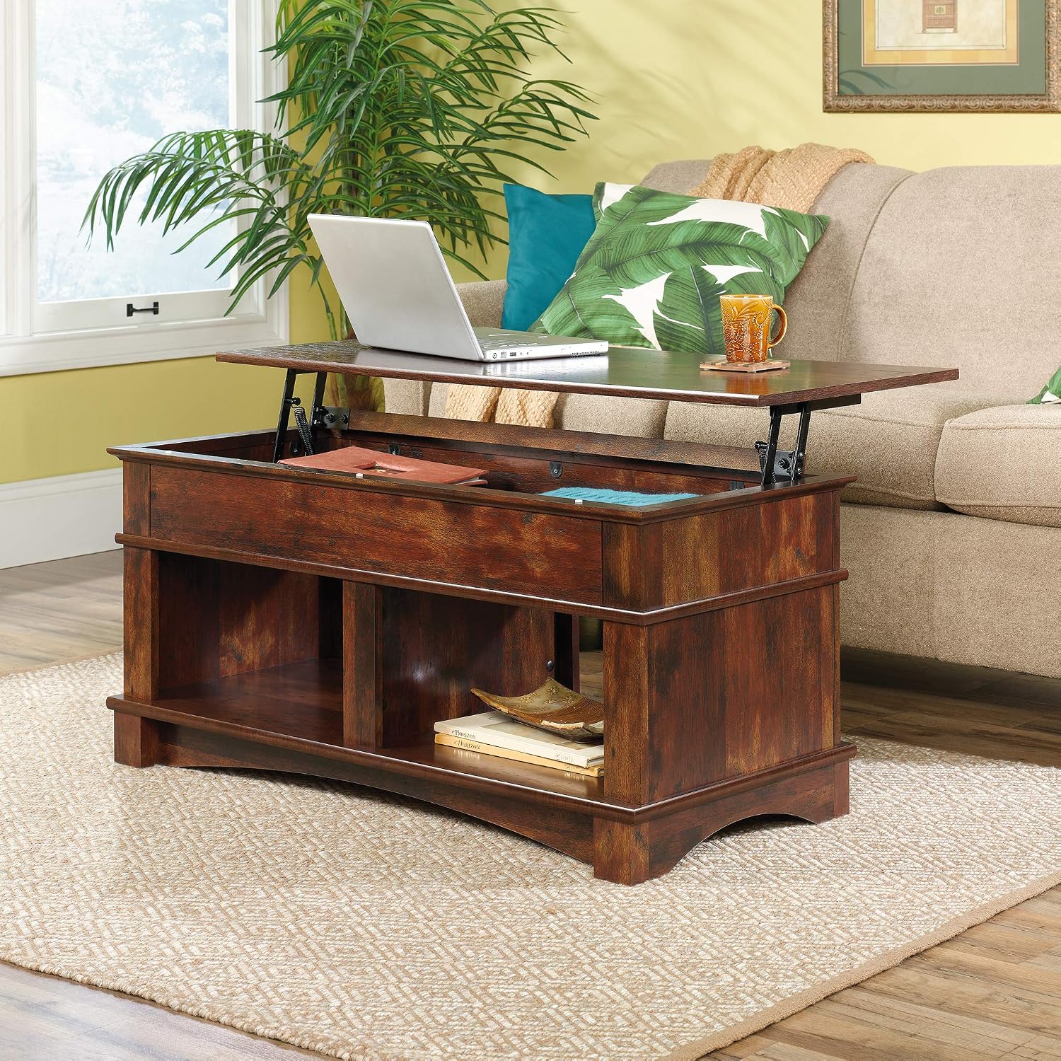 Sauder Harbor View Lift-Top Coffee Table, Curado Cherry finish