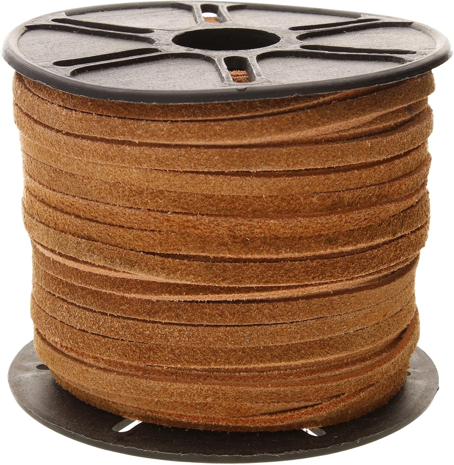 The Beadsmith Real Suede Lace – Camel Color – 3mm Spool – 25 Yards/22.86 Meters – Ideal for Small Beads, Garment Trim, Tiny Eyelets, Jewelry Making and Indian Lore Projects