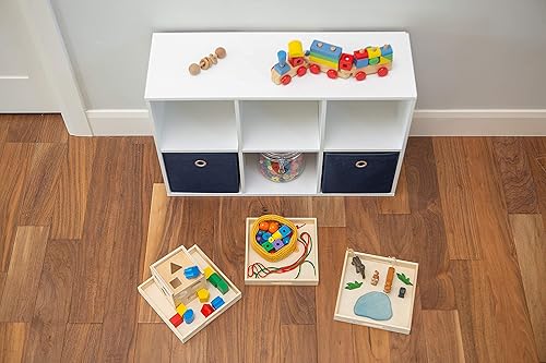 Miniatura 7 de Bandeja de maderabandejas de madera  Cajas cuadradas con asas - Sin terminar y pequeñas  Para materiales Montessori, manualidades para pintar,