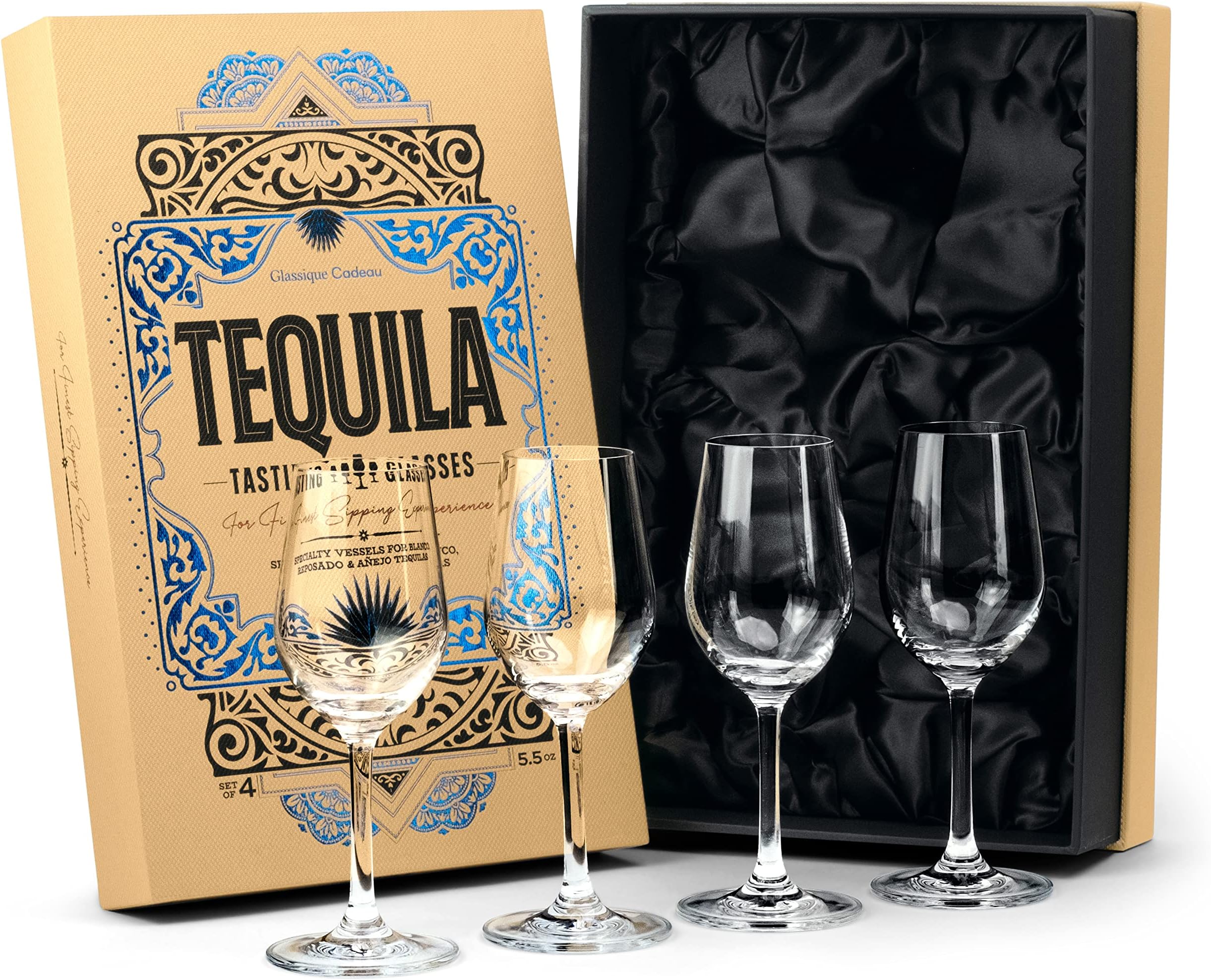- Tequila Tasting and Sipping Glasses | Tequila Glassware Collection | Set of 4 | 5.5 oz Crystal Snifter Copitas for Drinking Blanco, Reposado, Anejo Tequilas | Liquor and Spirits Sippers
