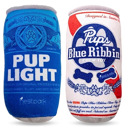 Pup Light and Pups Blue Ribbin - Funny Dog Toys - Plush Squeaky Dog Toys for Medium, Small and Large - Cute Dog Gifts for Dog Birthday - Cool Stuffed Parody Dog Toys (2 Pack) (Mix)