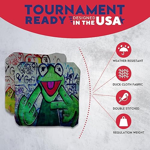 Miniatura 2 de BackYardGamesUSA Tournament - Juego de 8 bolsas de cornhole profesionales reglamentarias, Tournament Slick n Stick Cornhole, bolsas para juegos de