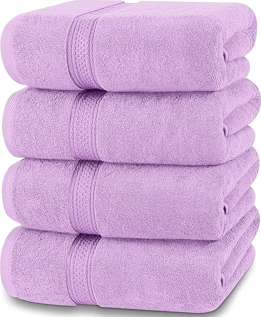 Utopia Towels 4 Pack Premium Bath Towels Set, (27 x 54 Inches) 100% Ring Spun Cotton 600GSM, Lightweight and Highly Absorbent Quick Drying Towels, Perfect for Daily Use (Lavender)
