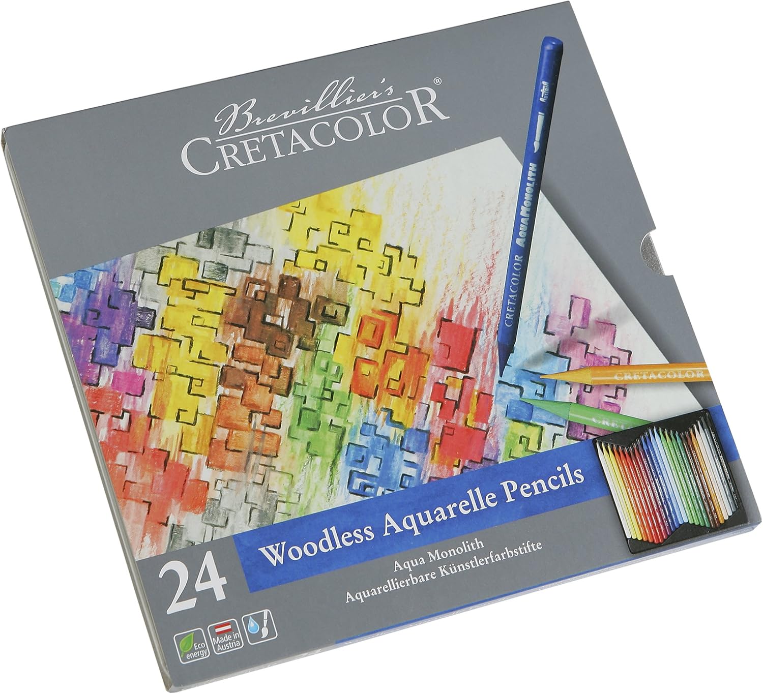 Cretacolor Aqua Monolith Watercolor Pencil Set, 24 Stk, Multi