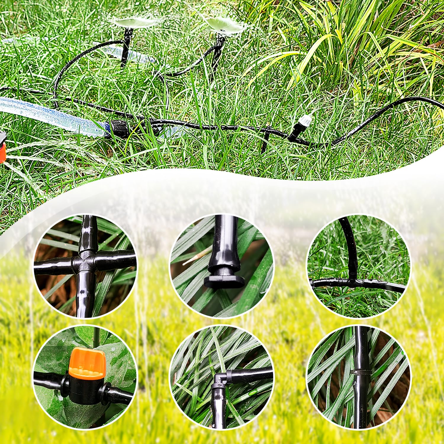 VooGenzek 55 PCS 4/6 mm Irrigation System Kit, 5m Irrigation Hose, DIY Auto Drip Irrigation Kit, with Straight-Through Joints - Image 3