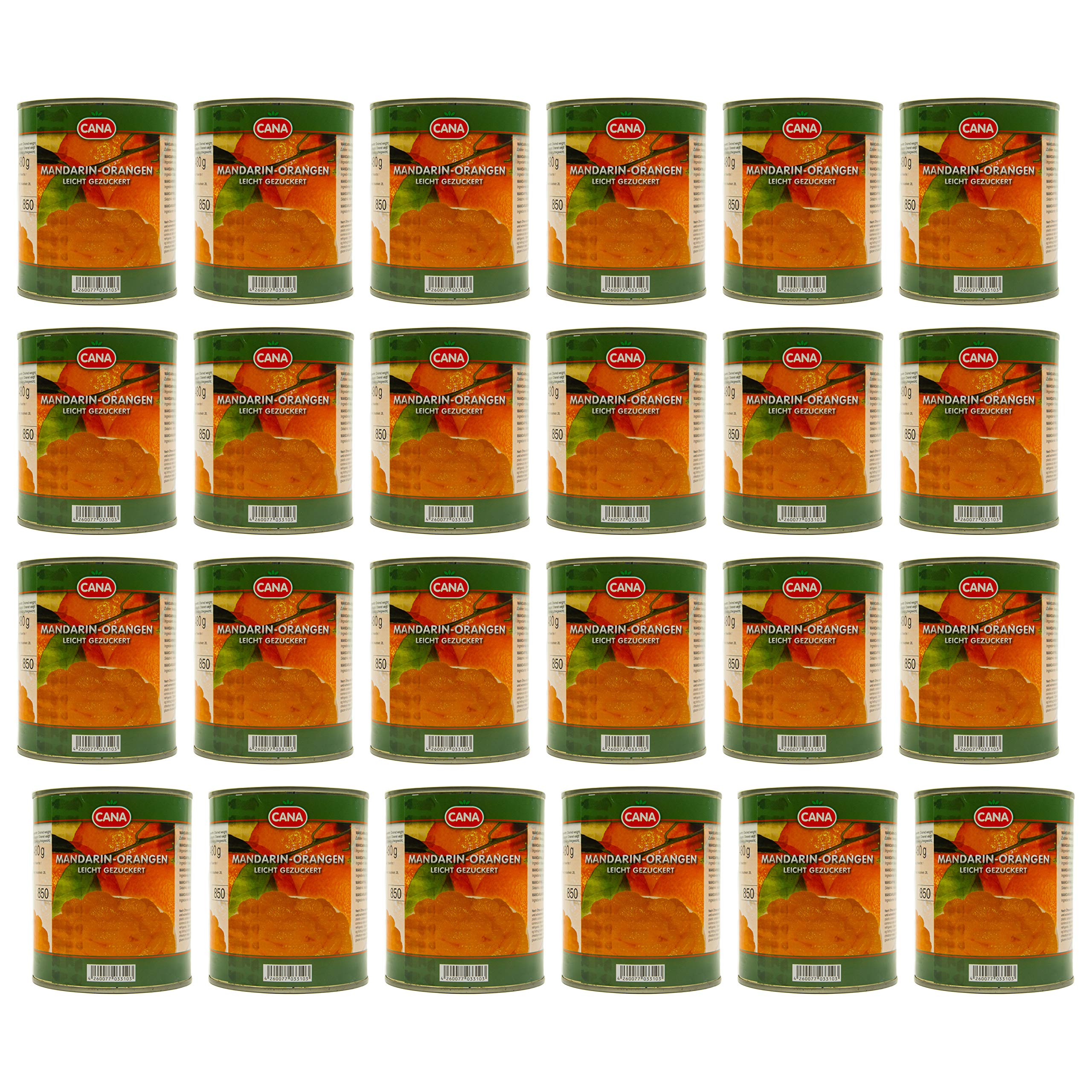 CANA türkische Mandarin-Orangen geschält ohne Kerne leicht gezuckert in Sirup 24 Dosen Füllm 800g ATG 480g Ring-Pull-Verschluss intensiv komplexes Aroma gleichmäßige ganze Segmente