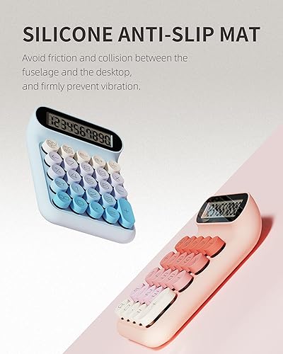 Miniatura 5 de Calculadora de interruptor mecánico, JS05, calculadora básica de escritorio de 10 dígitos para oficina, escuela, hogar, uso comercial (azul)