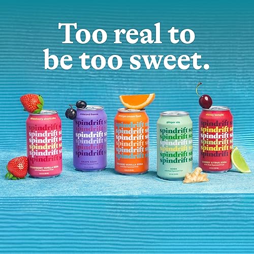 Miniatura 3 de Spindrift Paquete variado de soda con fruta exprimida real, paquete de 12 unidades