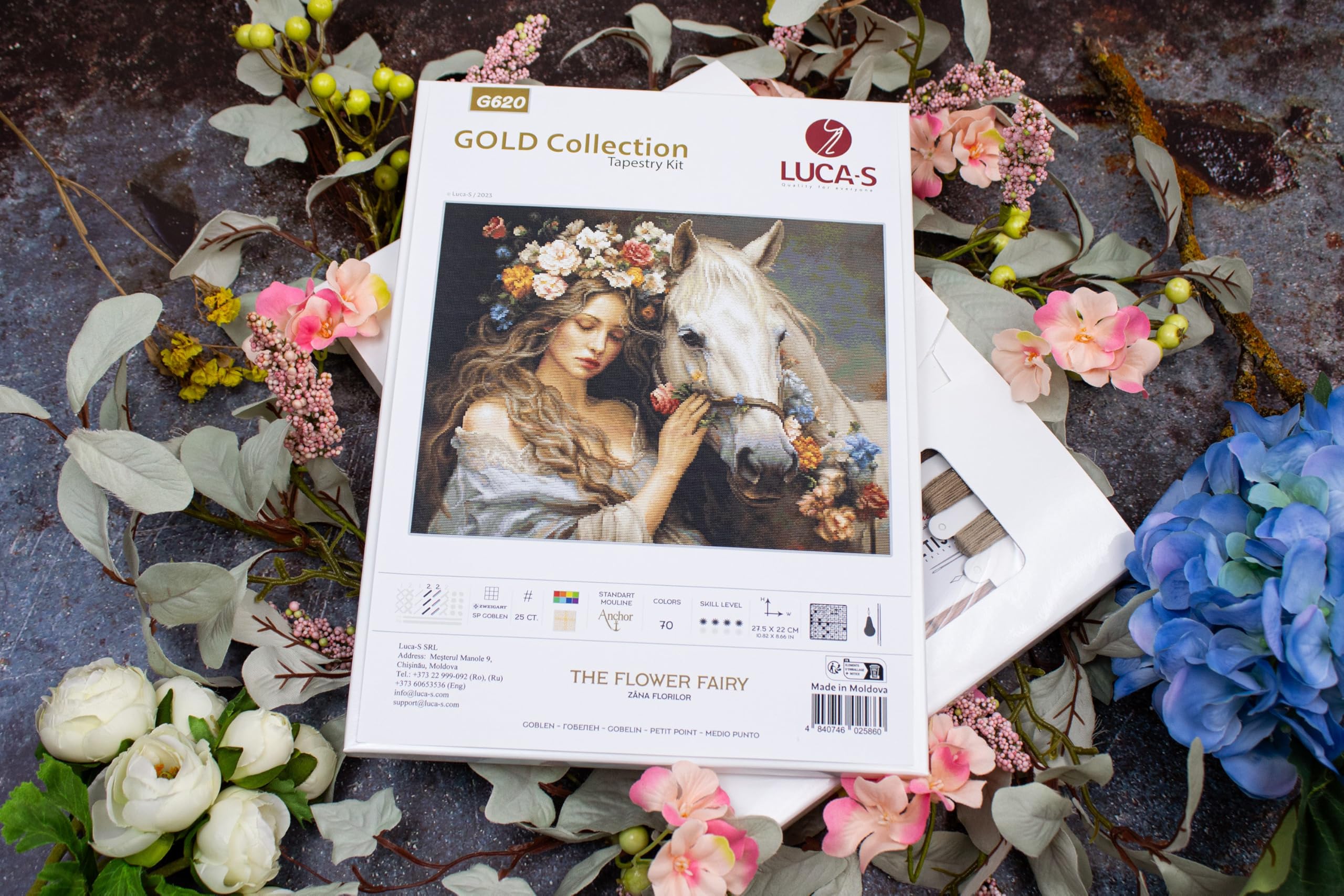 Luca-S Gobelin Stickpackung Gold Collection Die Blumenfee Zählmuster, Multifarbig