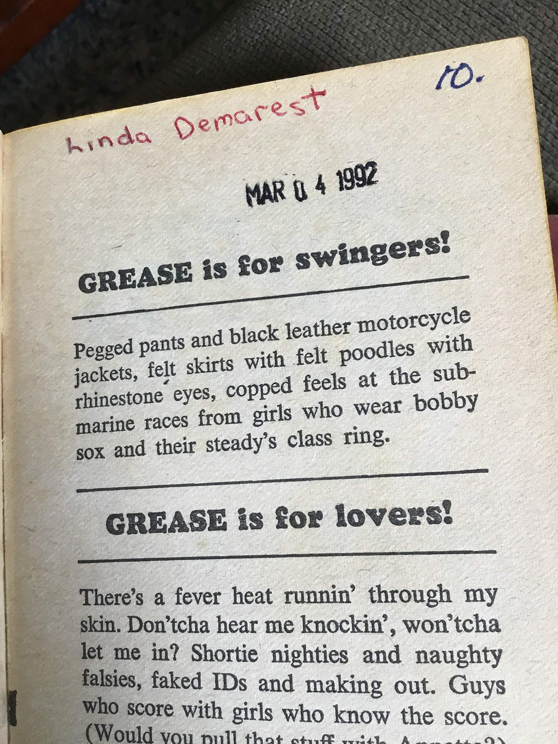 GREASE NOVEL
