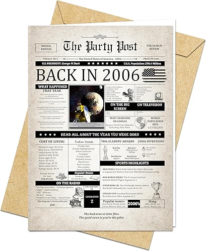 Tarjeta de cumpleaños número 19, tarjeta jumbo de feliz cumpleaños para hombres o mujeres nacidos en 2006, regalos grandes y divertidos para papás o