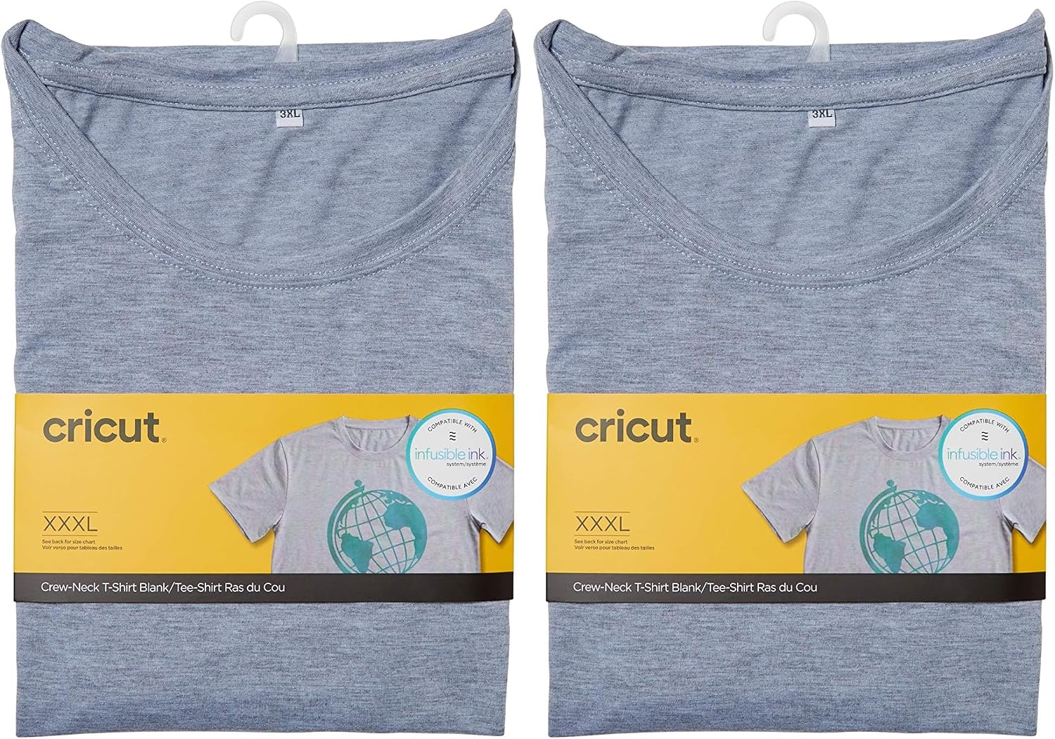 Cricut Men's Crew Neck T-Shirt Gray-Small Infusible Ink Blanks,2007556 (Pack of 2)