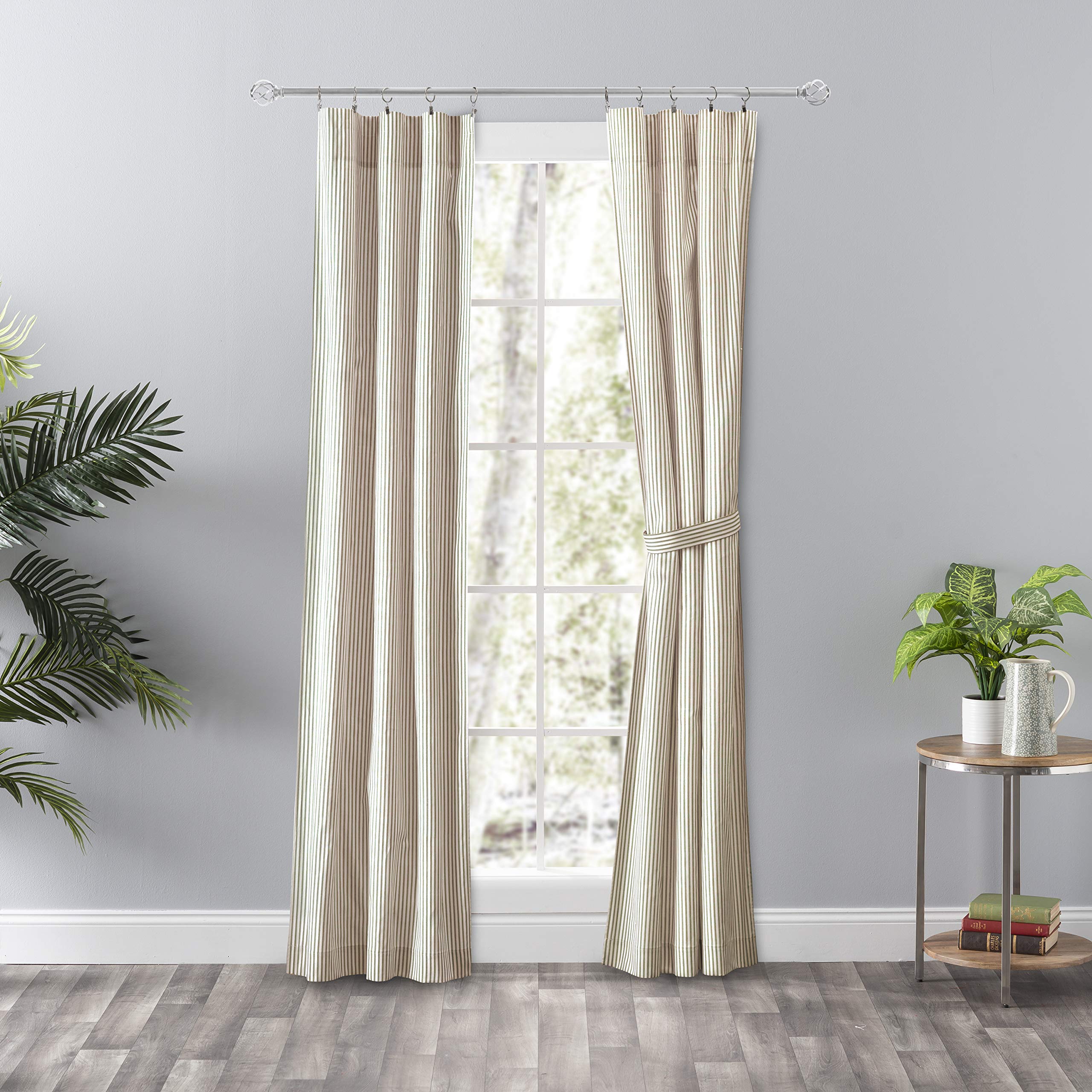 Ellis Curtain Plaza Stripe Swag Valance - 56x36 Inch Tan Cotton Blend Window Treatment
