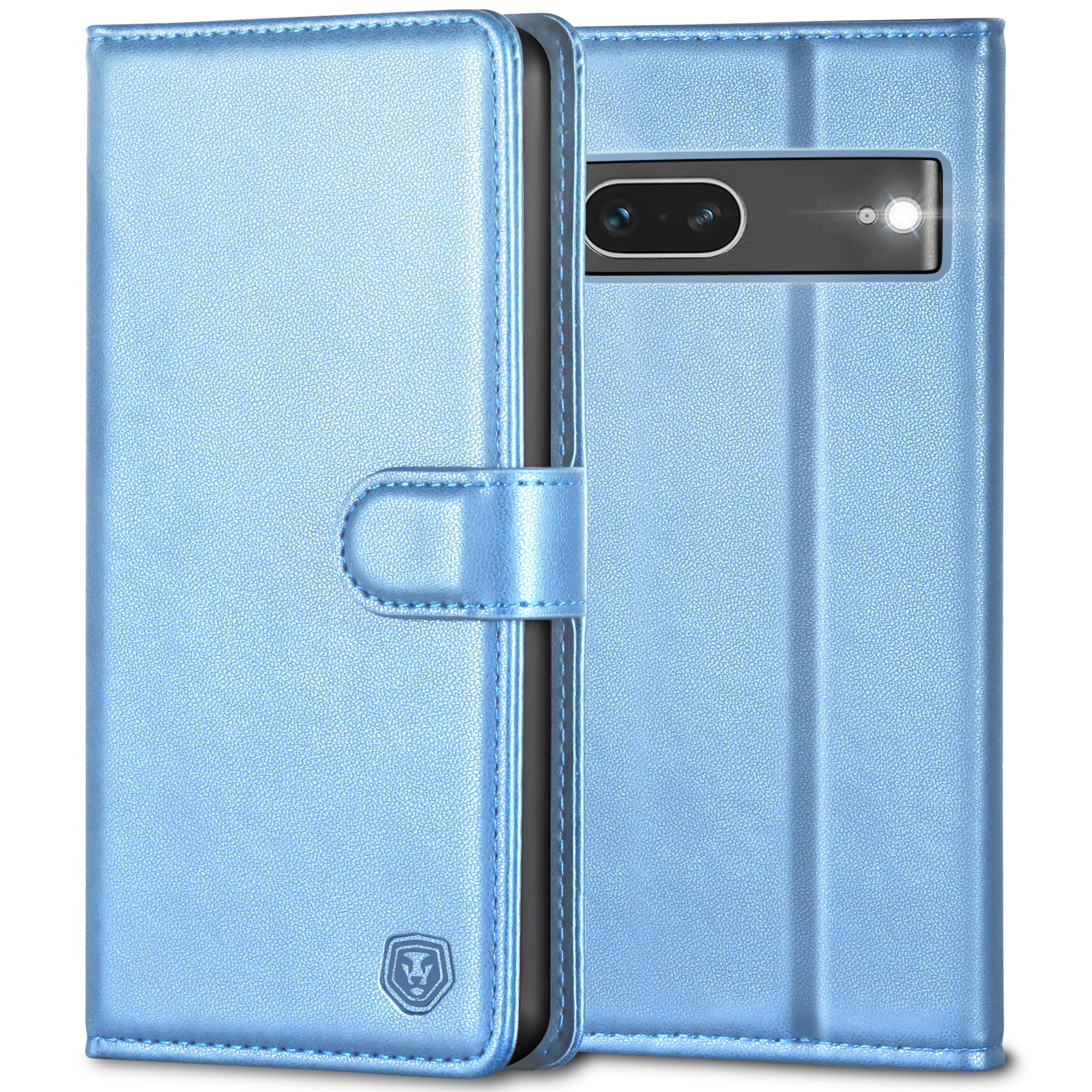 Kuafcase for Google Pixel 7 Case, 4 Card Slots Magnetic Closure Kickstand Shockproof Protective Phone Case for Google Pixel 7