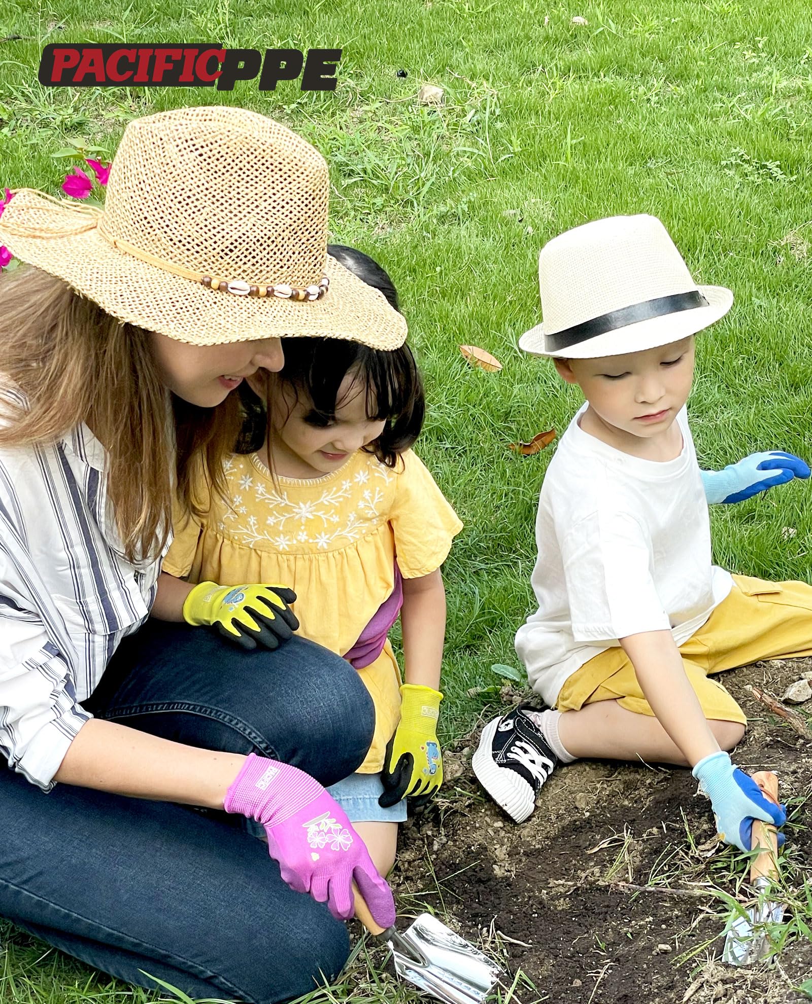 PACIFIC 3 Pares Guantes de Jardinería para Niños de 3-6 Años, Guantes de Jardín Látex Natural, Guantes de Trabajo Antideslizantes, para Exterior, Pintura & Bricolaje, Niños & Niñas, Multicolor, XXXS — view 7
