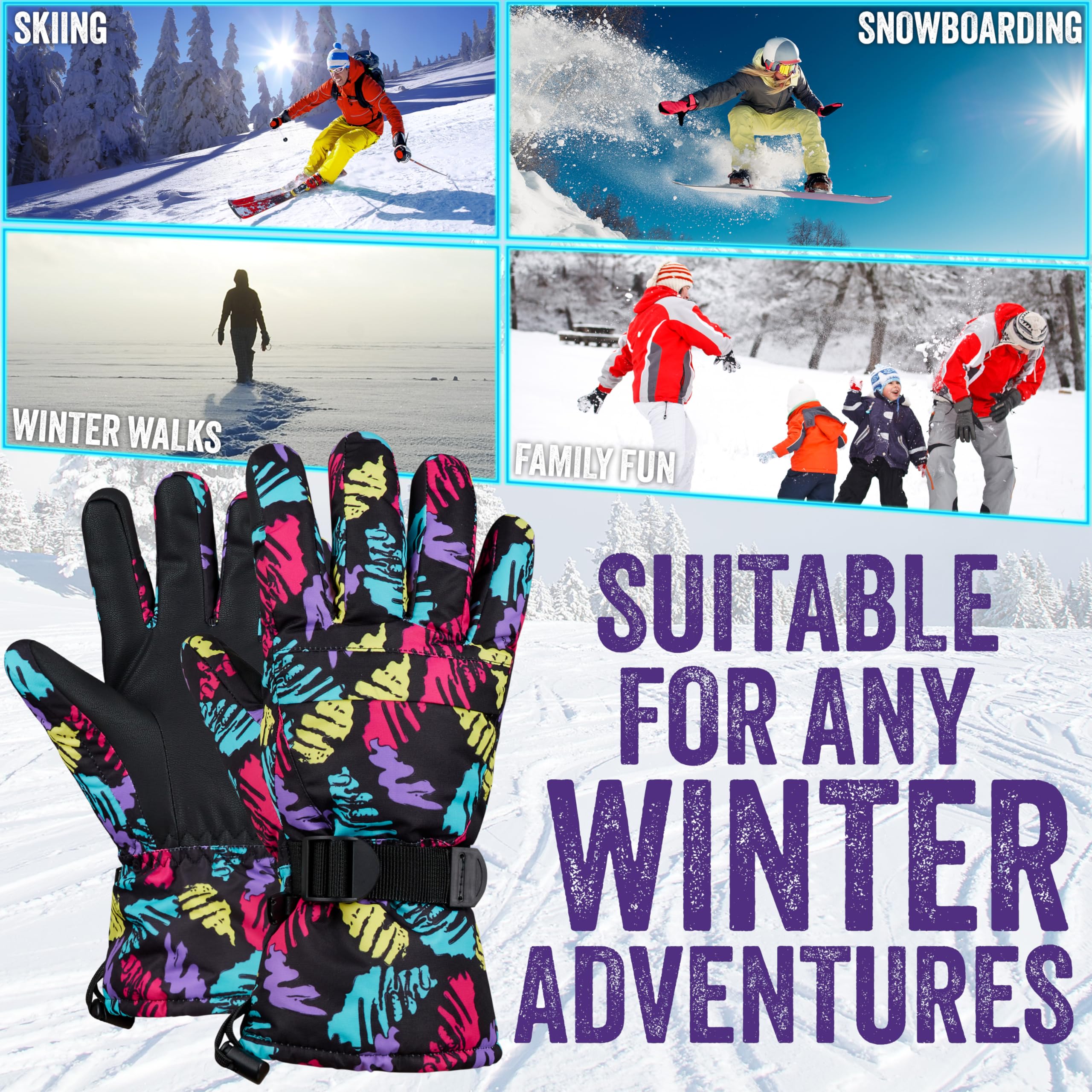 Guanti Caldi Da Sci Invernali Touch Screen Da Uomo Black