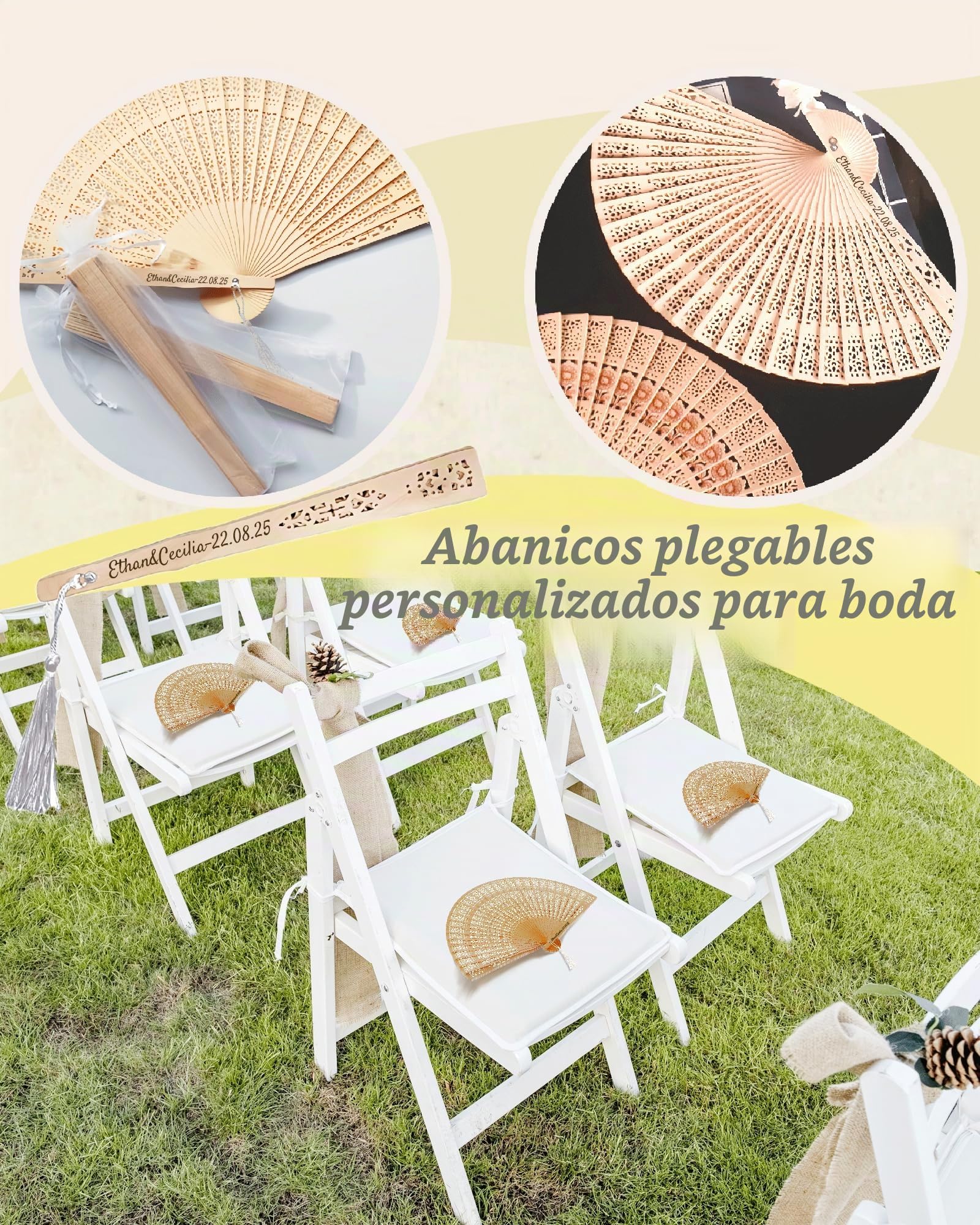 30 Piezas Abanicos Personalizados de Madera para Bodas Abanicos Boda para Invitados Abanico de Madera Personalizados para Bodas, Fiestas y Decoraciones (30)