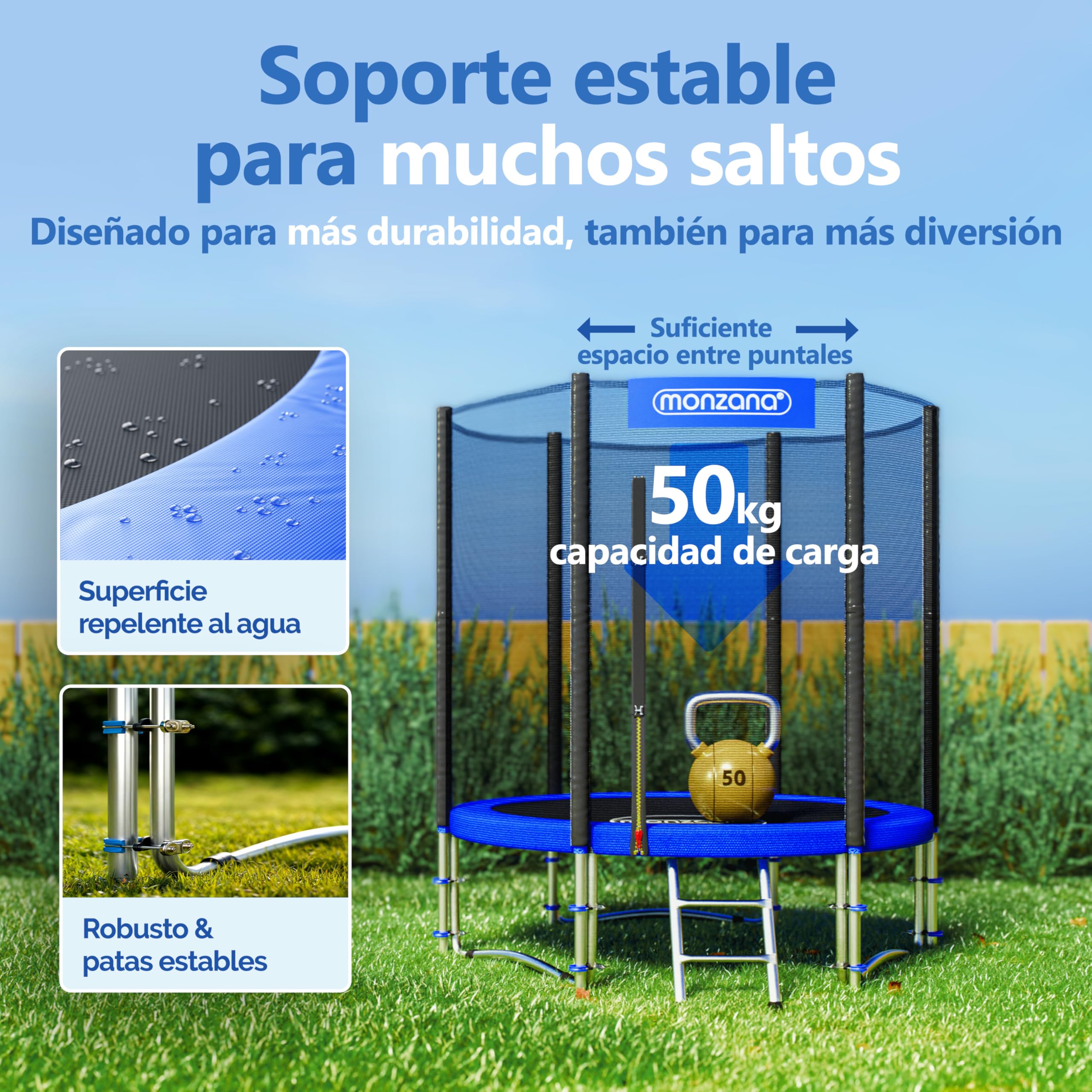 Monzana® Trampolin Ø 183/244/305/366/427cm Cama Elástica Jardín Red Seguridad Protectores Bordes Escalera Set Completo
