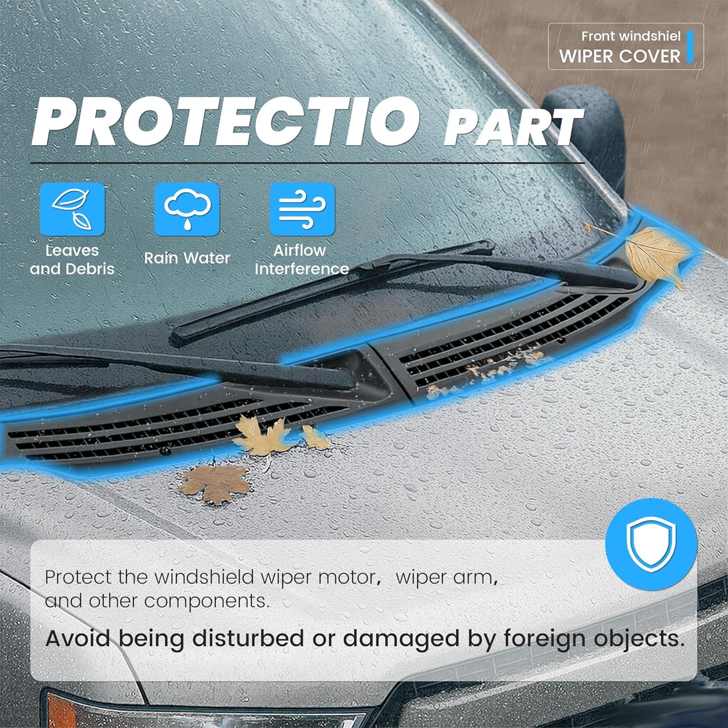 ECOTRIC Front Windshield Wiper Cowl Panel Grille Vents Set w/Seals Compatible with 2009-2014 Ford F150 Replacement for BL3Z15022A68A & BL3Z15022A69A Driver & Passenger Side