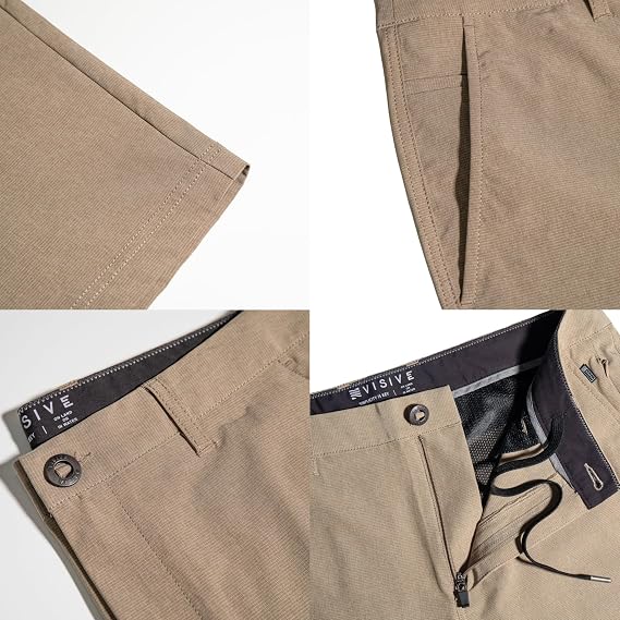 Visive Alpha Mens Hybrid Shorts. 9 Inch Dress Golf Shorts, Quick Dry 4-Way Stretch Premium Lightweight Fabric