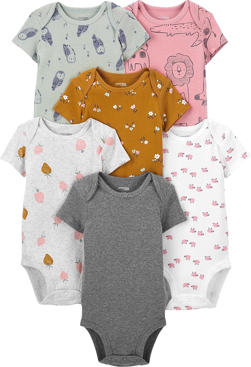 Simple Joys by Carter's Body de manga corta para bebé niña, paquete de 6