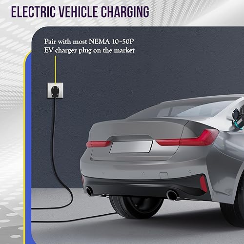 Vista 4 de ENERLITES Toma de corriente de 50 Amp, NEMA 10-50R, grado residencial, comercial e industrial, para interiores y exteriores, 3 polos, 3 cables, sin