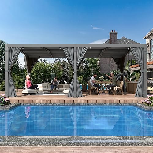 Miniatura 30 de MELLCOM Pérgola con listones de 10 x 12 pulgadas, pérgola de aluminio para exteriores con techo con listones ajustables, cortinas impermeables