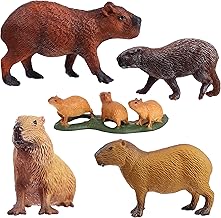 FLORMOON Animal Figures, 5pcs Plastic Capybara Figurines for Science Project, Learning Educational Toys, Birthday Cake Topper for Kids
