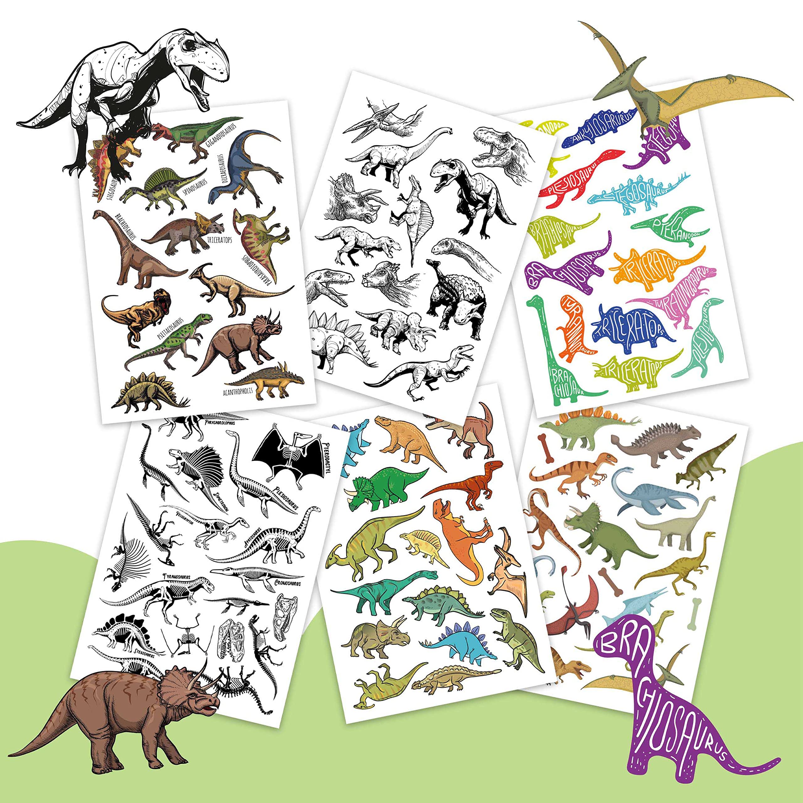 Set De 60 Tatuajes Temporales Para Niños – Dinosaurios, Animales, Unicornios, Piratas, Impermeables Y Fáciles De Quitar