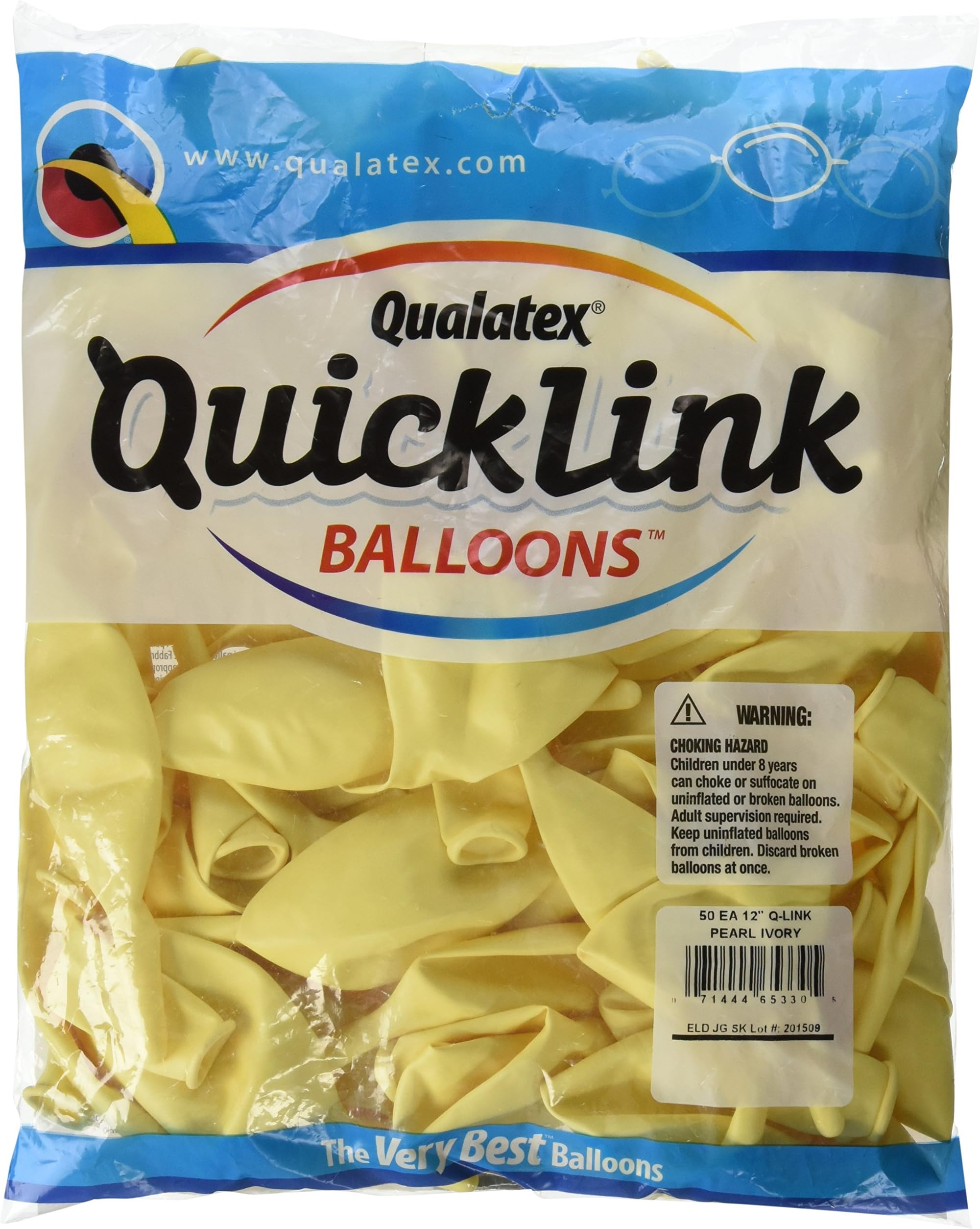 Qualatex 50 Count Pearl Quick Link Latex Balloon, 12", Ivory