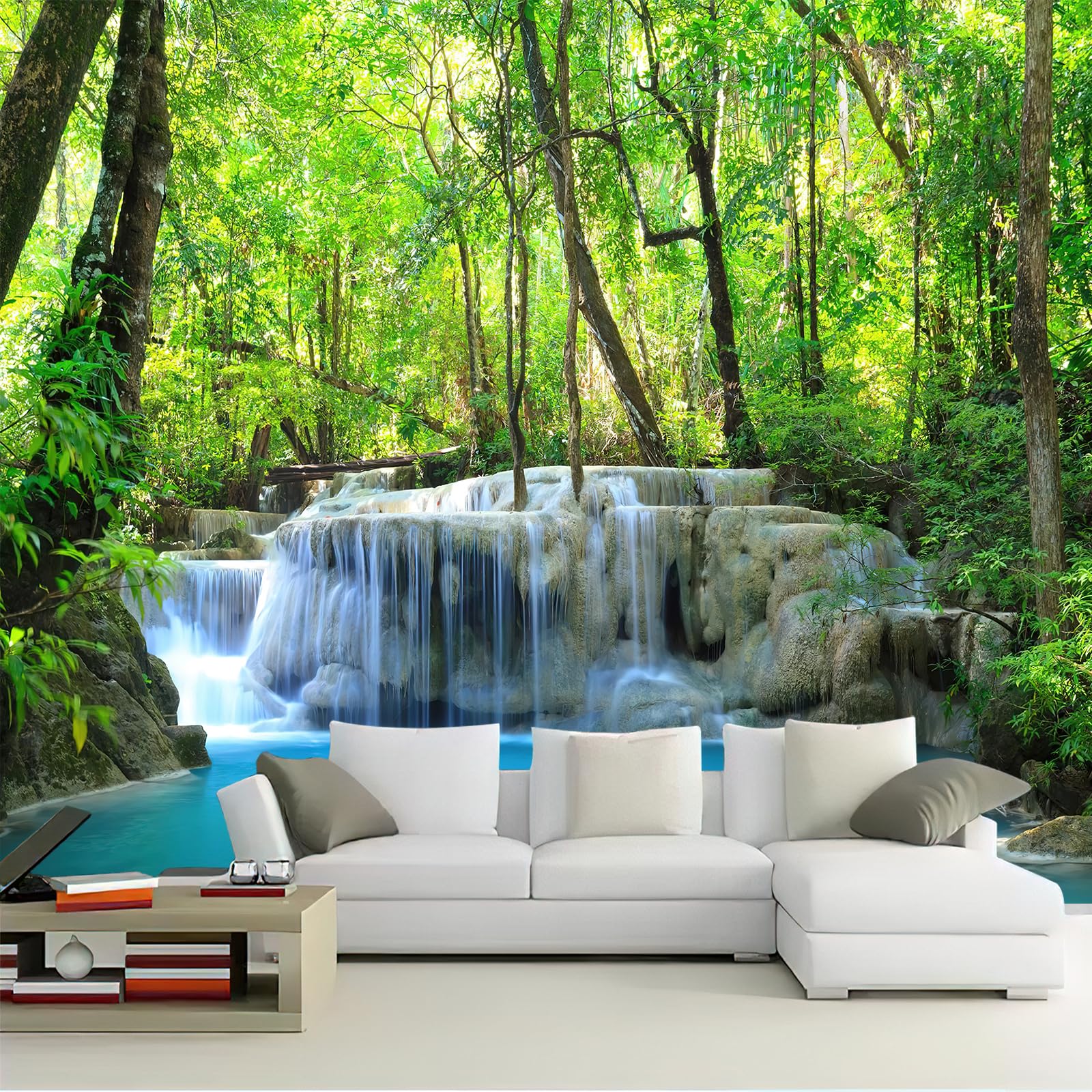 FENDROM Green Misty Forest Tapestry Nature Jungle Streams Wall Art Home Decor Landscape Wall Hanging for Living Room Bedroom Decoration - Image 2