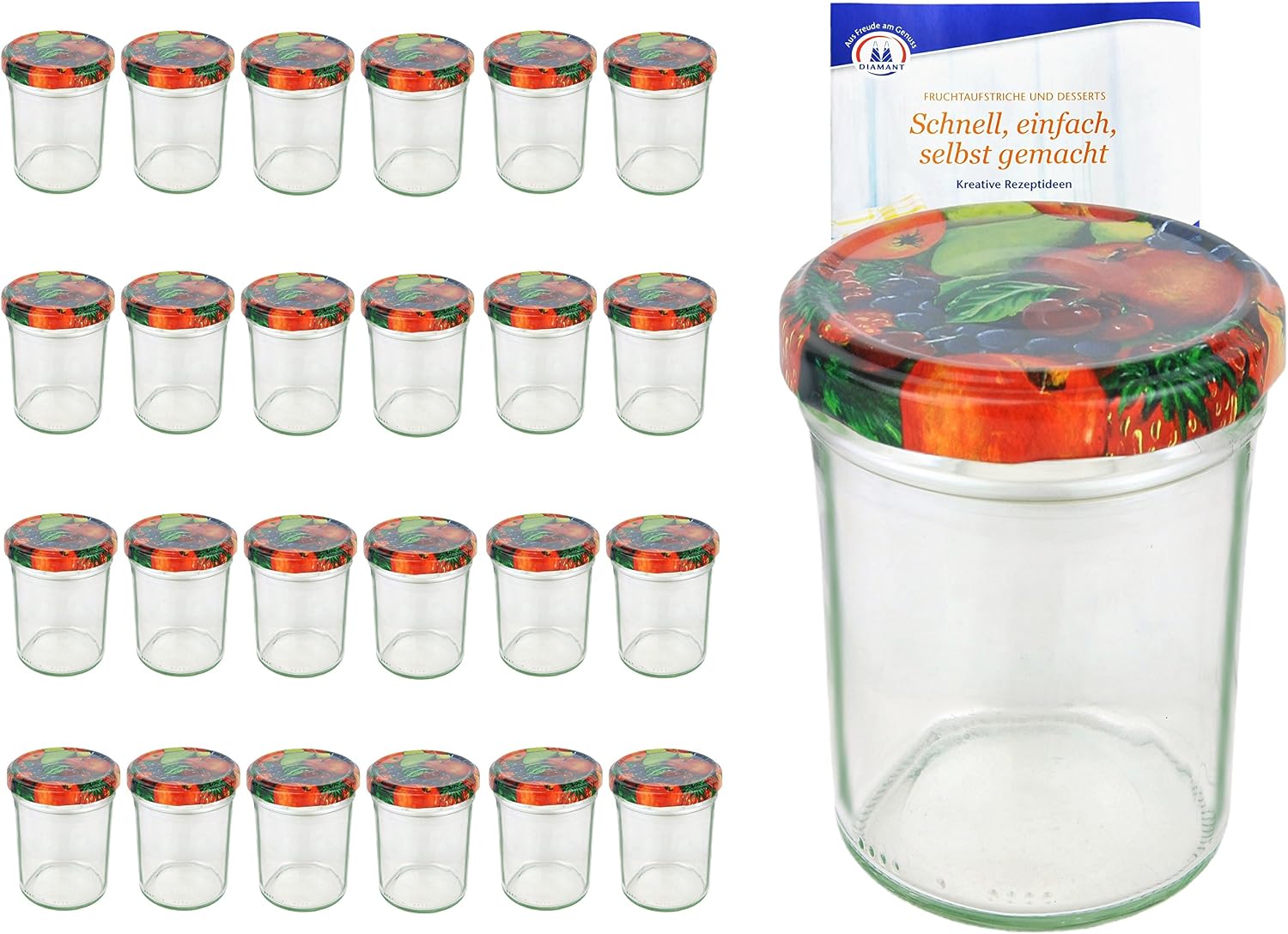 MamboCat 50er Set Sturzgläser 230 ml Hoch Deckelfarbe rot weiß kariert