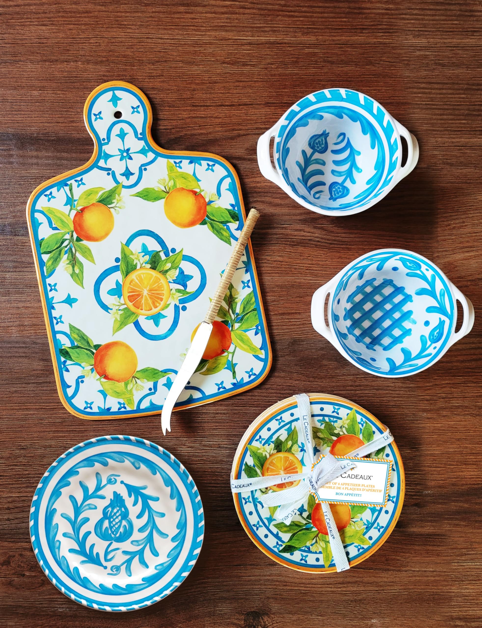 Le Cadeaux Luxury Melamine Cheese Board with Cheese Knife Gift Set, Valencia