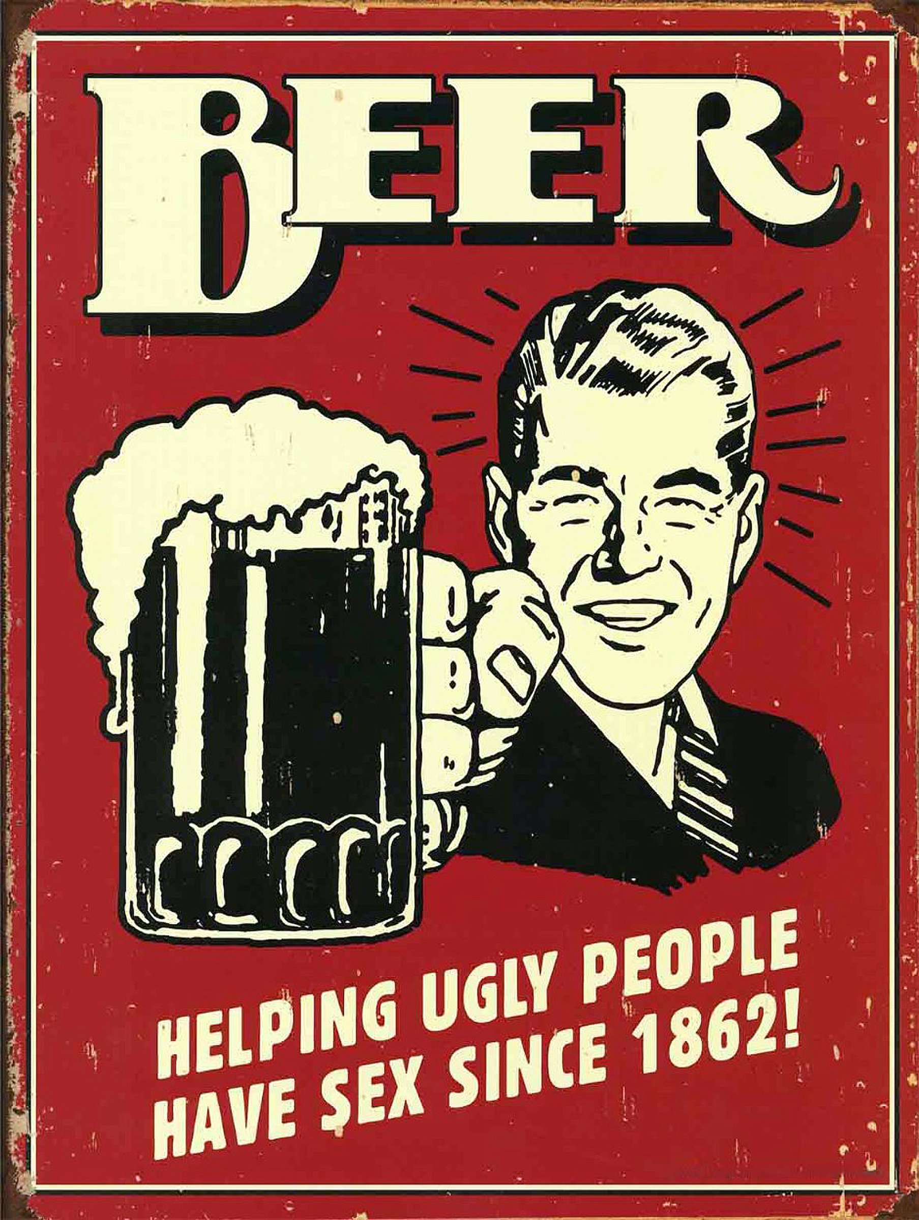Shawprint Limited Shawprint Beer Helping Ugly People Have Sex Retro Metal Fridge Magnet 100Mm X 75Mm (74F)