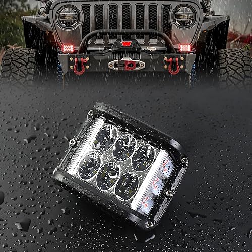 Miniatura 7 de Luces laterales de 4 pulgadas, luces LED estroboscópicas rojas de doble cara para granja, tractor, arado, camión, barco, ATV, UTV, SUV, todoterreno,