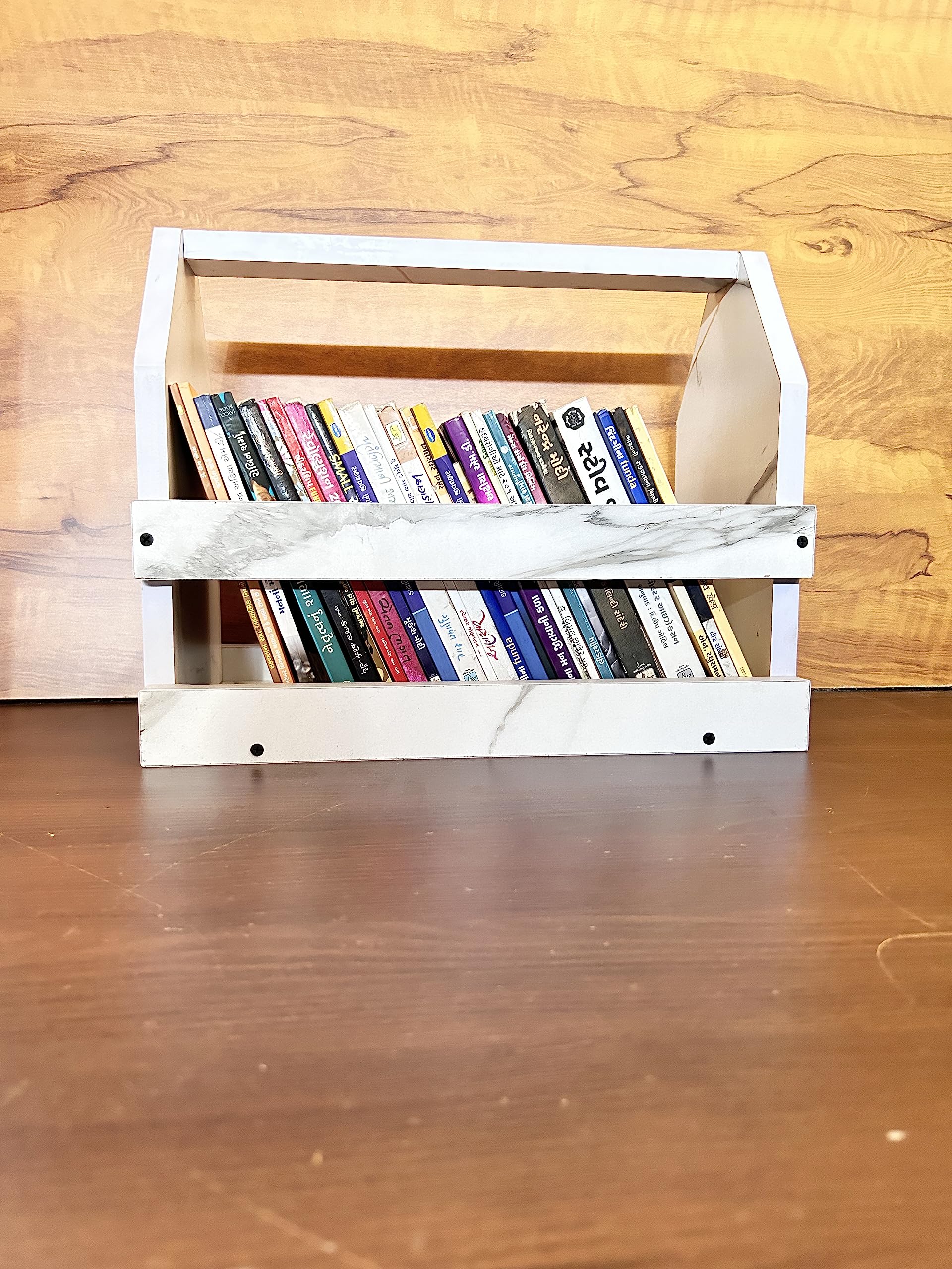 SBF Furniture Wooden Book Shelf for Home Library | Rustic Natural Wood Books Stand Shelf for Table and Home Decor | Gift for Book Reader (White) DIY(Do-It-Yourself)